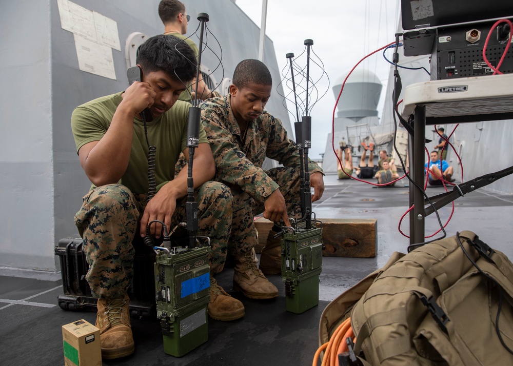 13th MEU USS Anchorage KYMETA Satellite Communications Set-up