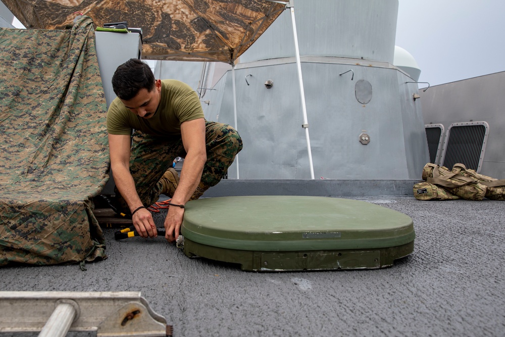 13th MEU USS Anchorage KYMETA Satellite Communications Set-up