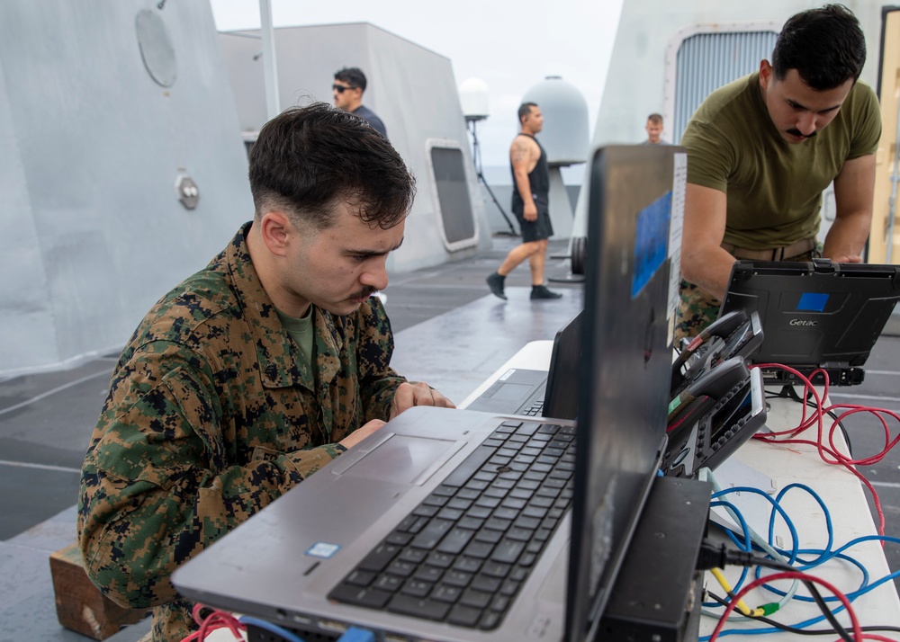 13th MEU USS Anchorage KYMETA Satellite Communications Set-up