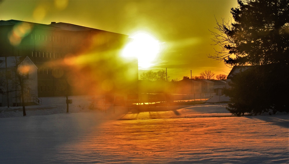 New barracks at Fort McCoy at sunset