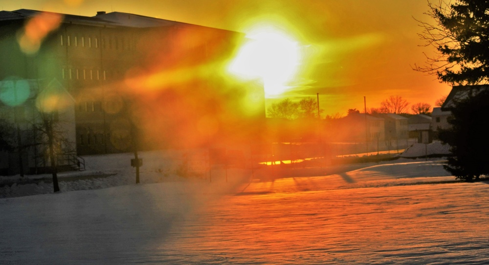 New barracks at Fort McCoy at sunset