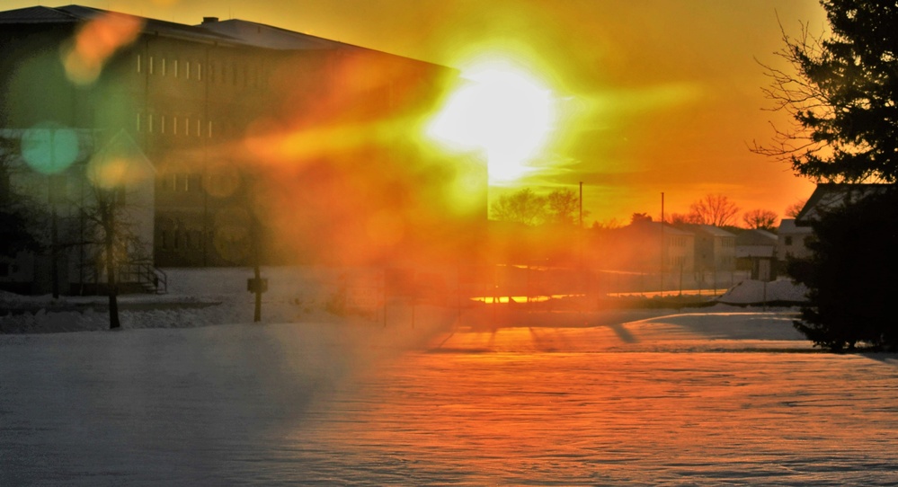 New barracks at Fort McCoy at sunset