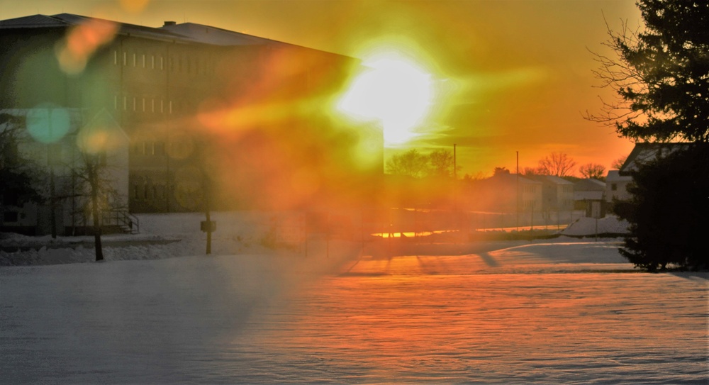 New barracks at Fort McCoy at sunset