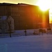 New barracks at Fort McCoy at sunset