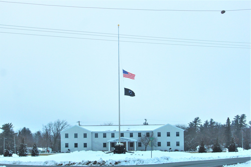 U.S. flag at half-staff at Fort McCoy