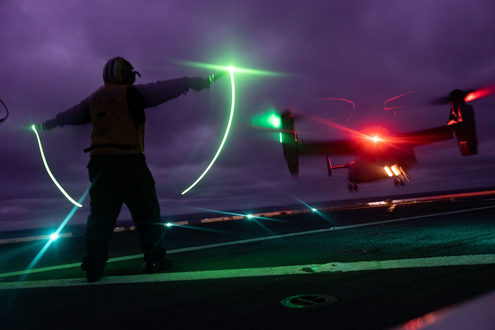 ‘Golden Eagles’ conduct night Deck Landing Qualifications during PMINT