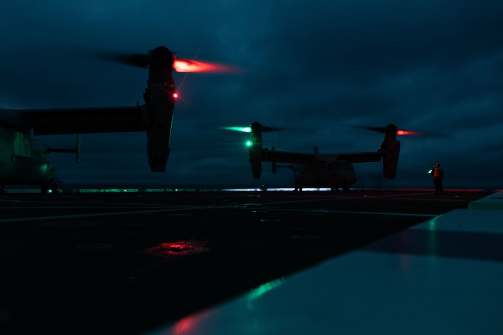 ‘Golden Eagles’ conduct night Deck Landing Qualifications during PMINT