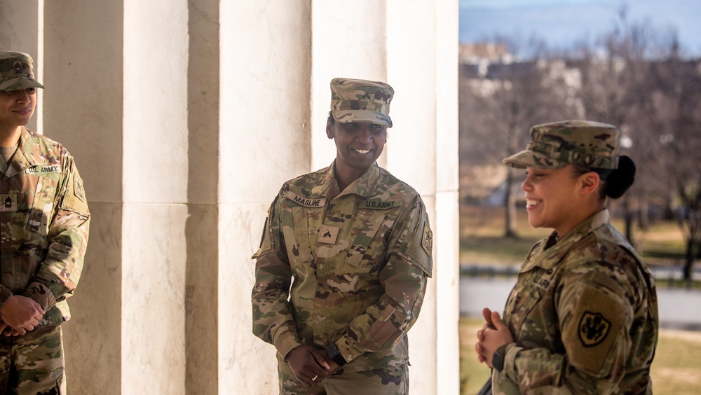 Promoted to Sergeant at Lincoln Memorial