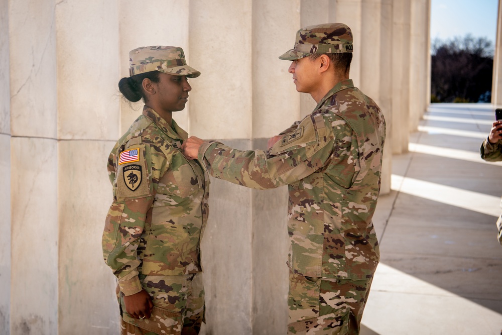 Promoted to Sergeant at Lincoln Memorial