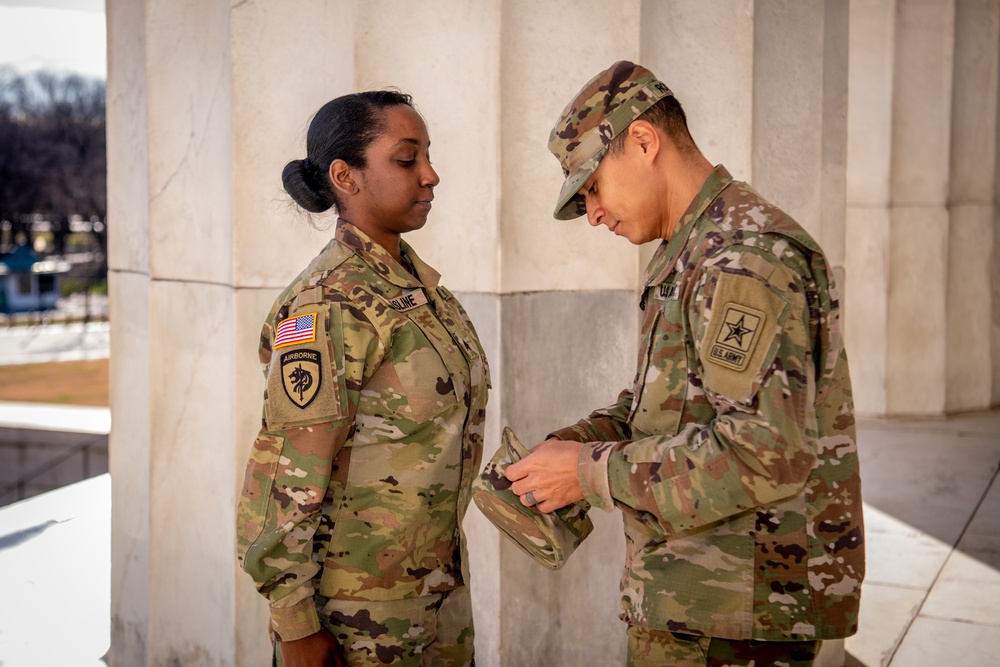 Promoted to Sergeant at Lincoln Memorial