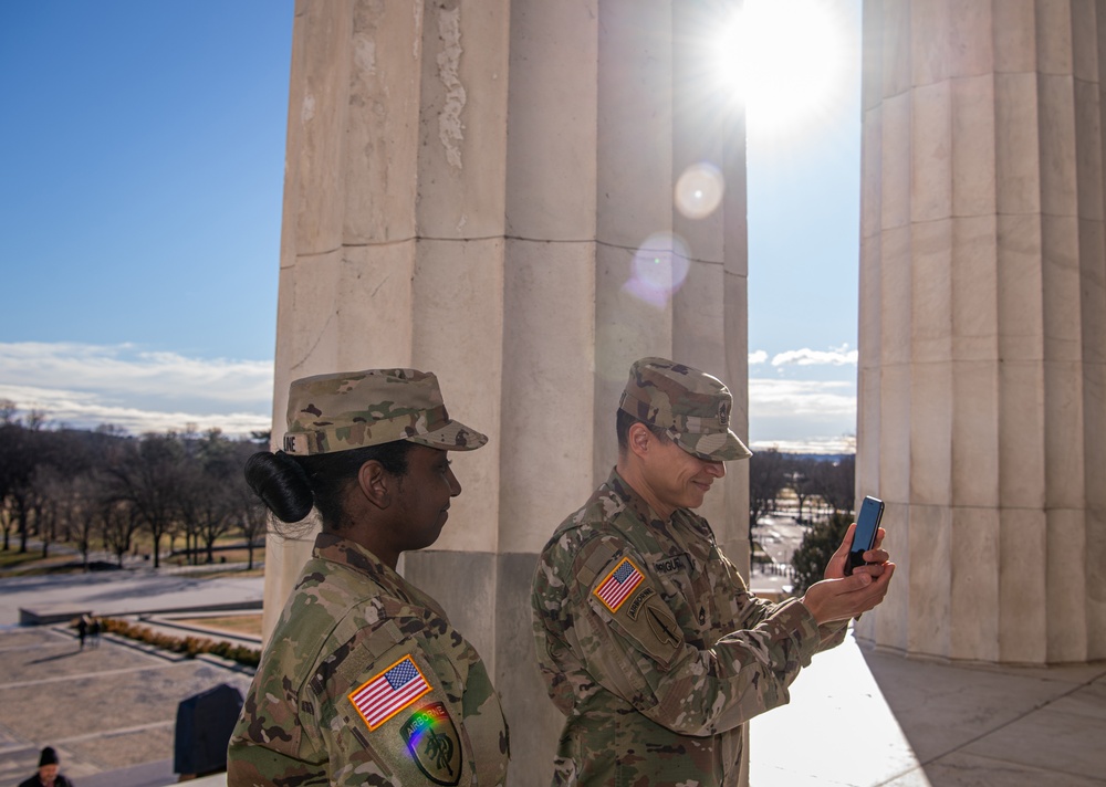 Promoted to Sergeant at Lincoln Memorial