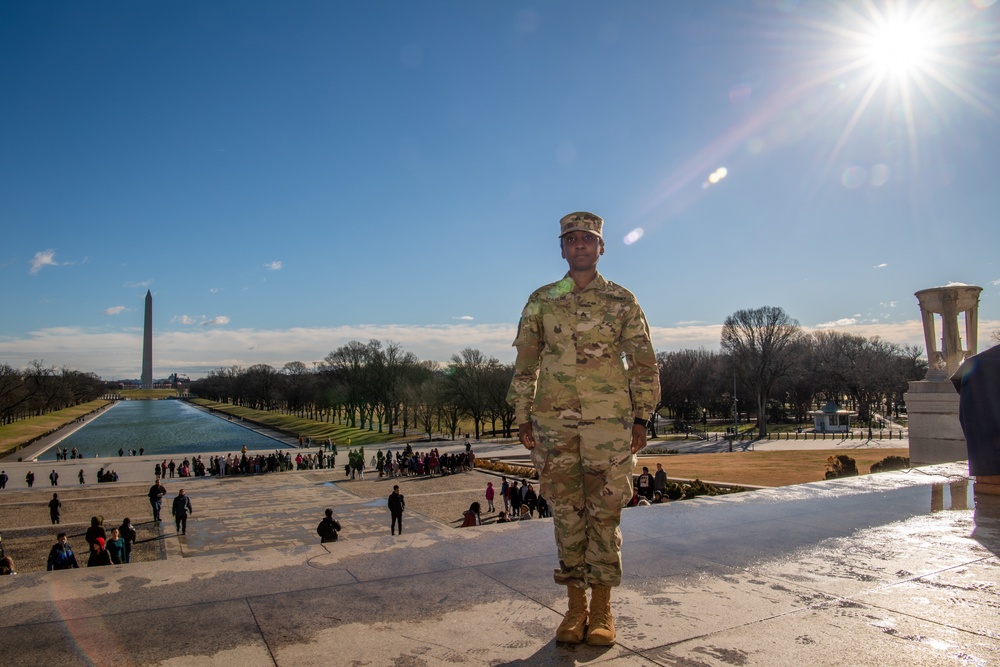 Promoted to Sergeant at Lincoln Memorial