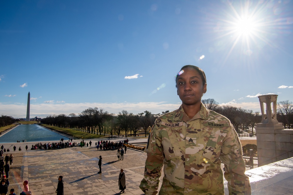 Promoted to Sergeant at Lincoln Memorial