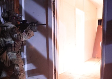 Task Force Spartan Soldiers conquer night MOUT training during Juniper Oak 2023