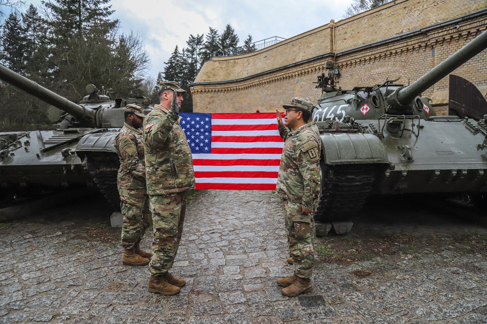 U.S. Army Soldier Reenlists with V Corps Deputy Commanding General for Maneuver