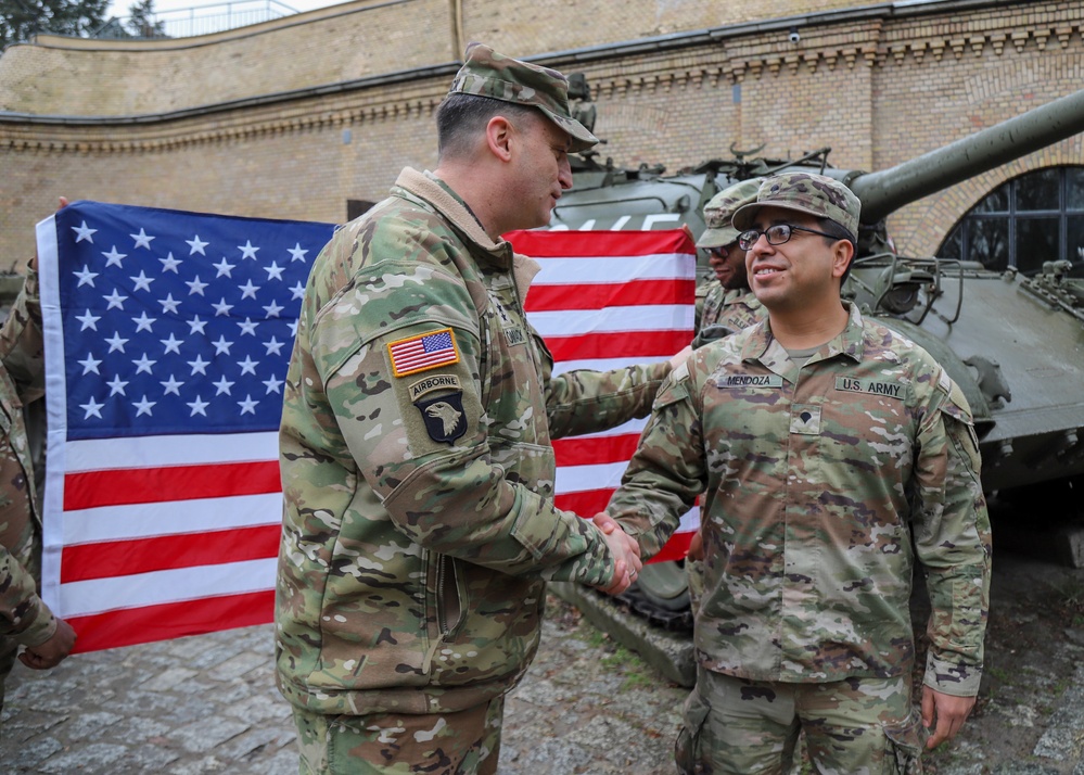 U.S. Army Soldier Reenlists with V Corps Deputy Commanding General for Maneuver