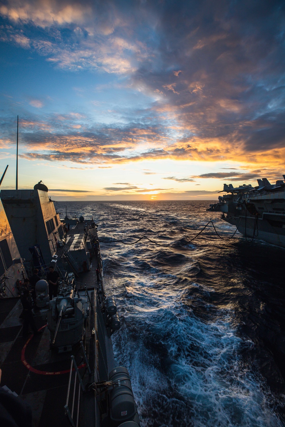 Replenishment-at-sea with USS Chung-Hoon and USS Nimitz