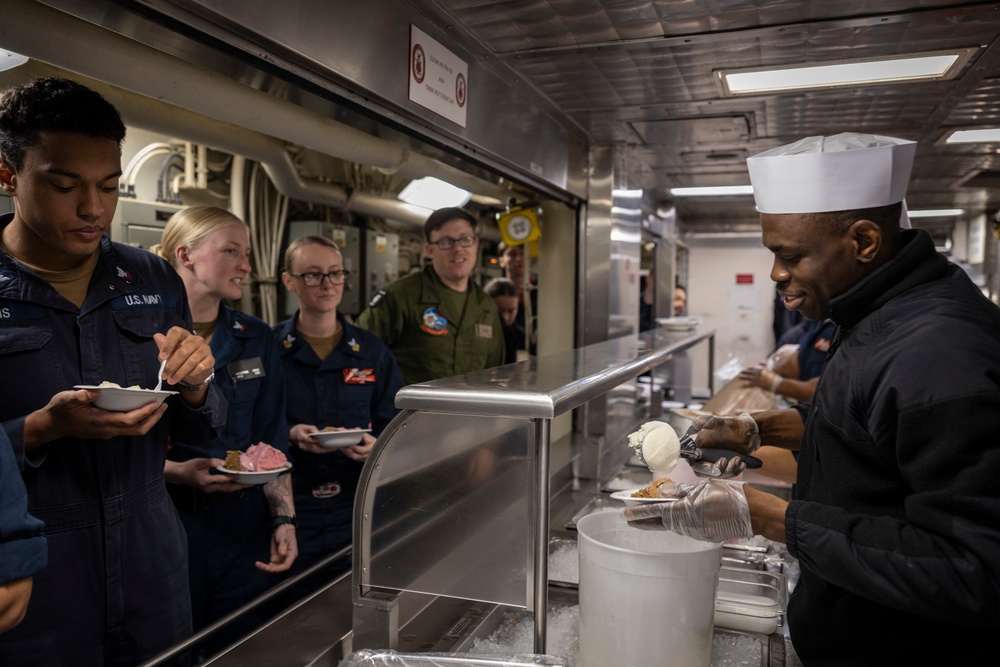 USS America Hosts An Ice Cream Social For Marines and Sailors