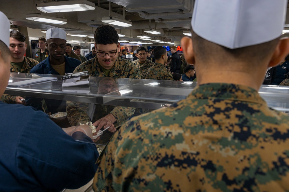 USS America Hosts An Ice Cream Social For Marines and Sailors