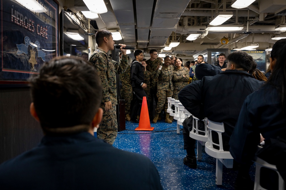 USS America Hosts An Ice Cream Social For Marines and Sailors