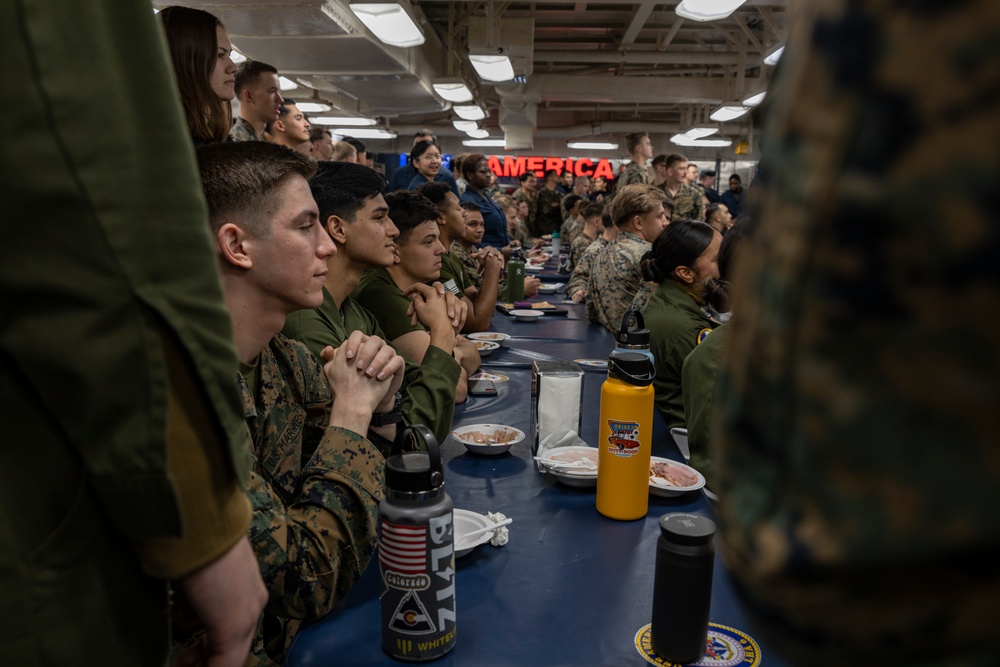 USS America Hosts An Ice Cream Social For Marines and Sailors