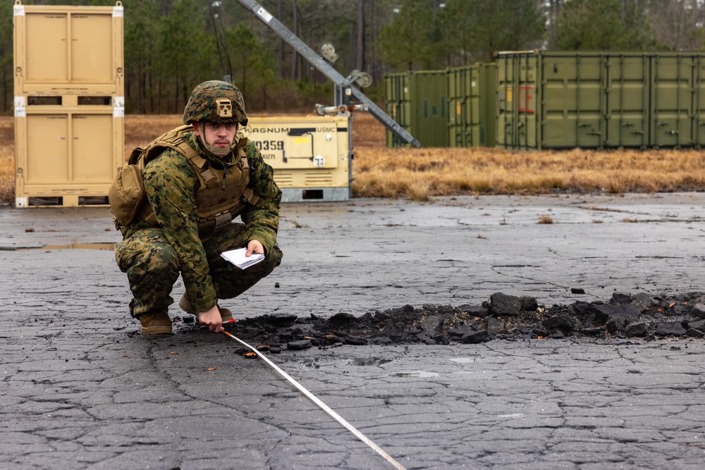 8th Engineer Support Battalion conducts airfield damage repair alongside U.S. Navy Seabees and Marine Wing Support Squadron 271 during Winter Pioneer 23