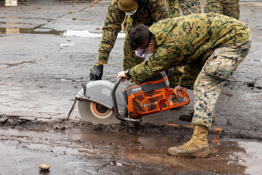 8th Engineer Support Battalion conducts airfield damage repair alongside U.S. Navy Seabees and Marine Wing Support Squadron 271 during Winter Pioneer 23