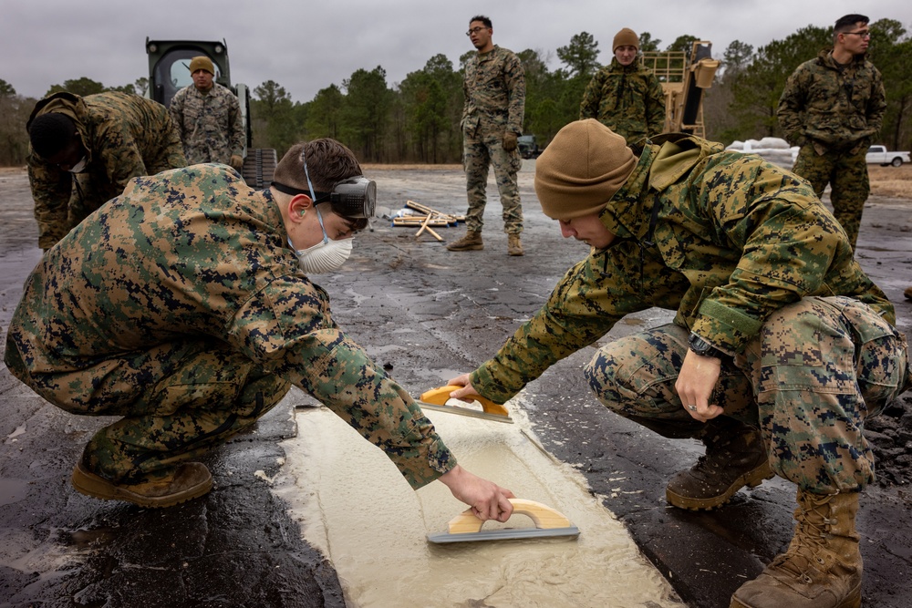 8th Engineer Support Battalion conducts airfield damage repair alongside U.S. Navy Seabees and Marine Wing Support Squadron 271 during Winter Pioneer 23