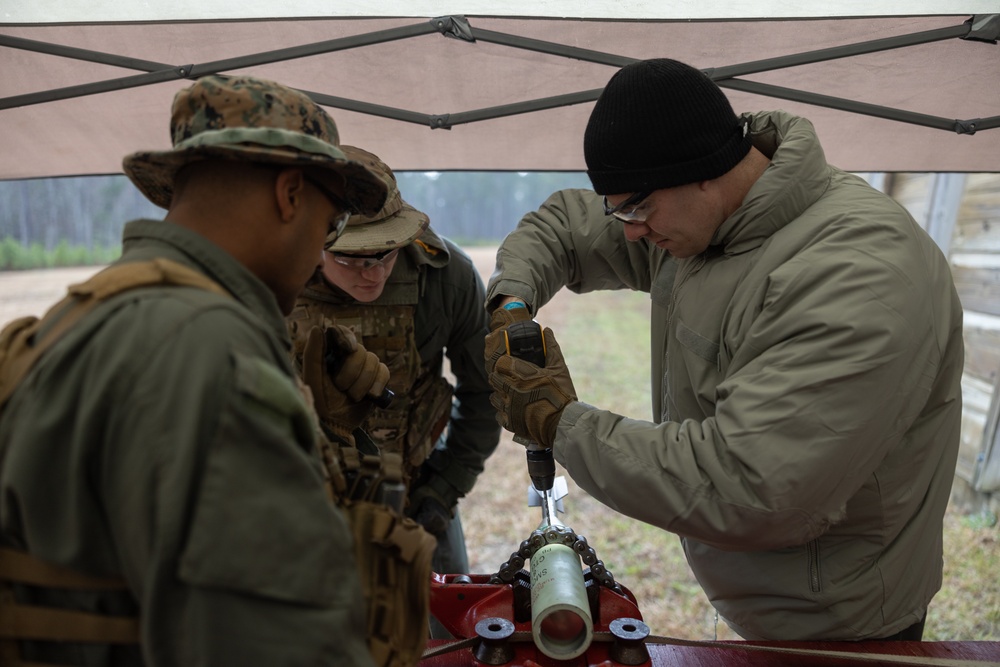 Combat Logistics Battalion 24 EOD Exploitation Range with EOD Airman with EOD 6 Civil Engineer Squadron