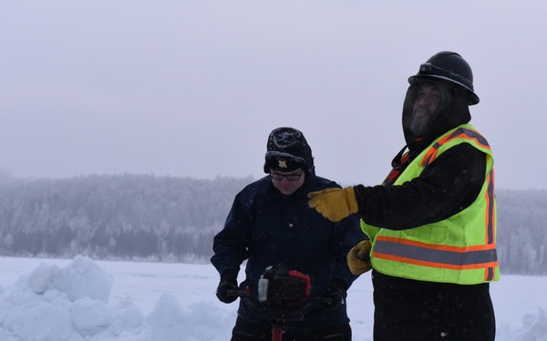 Coast Guard, Alaska Department of Environmental Conservation, and Navy Supervisor of Salvage conduct oil-spill-on-ice exercise in Alaska