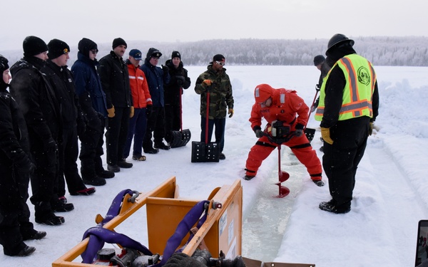Coast Guard, Alaska Department of Environmental Conservation, and Navy Supervisor of Salvage conduct oil-spill-on-ice exercise in Alaska
