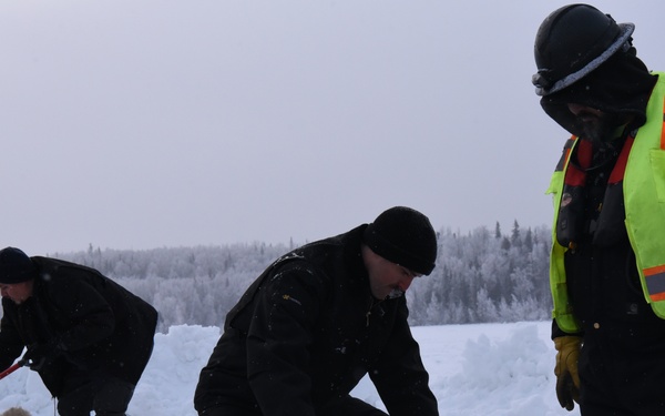 Coast Guard, Alaska Department of Environmental Conservation, and Navy Supervisor of Salvage conduct oil-spill-on-ice exercise in Alaska