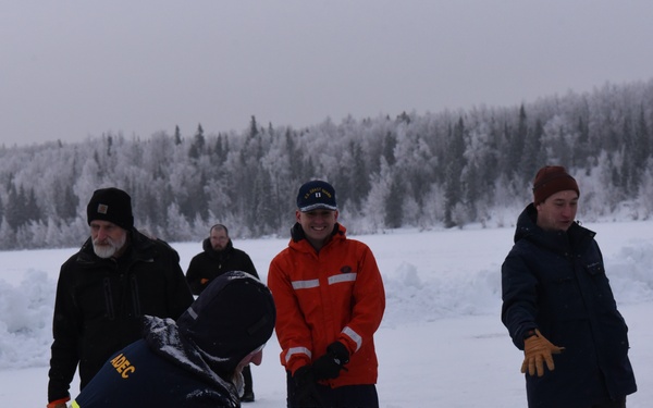 Coast Guard, Alaska Department of Environmental Conservation, and Navy Supervisor of Salvage conduct oil-spill-on-ice exercise in Alaska