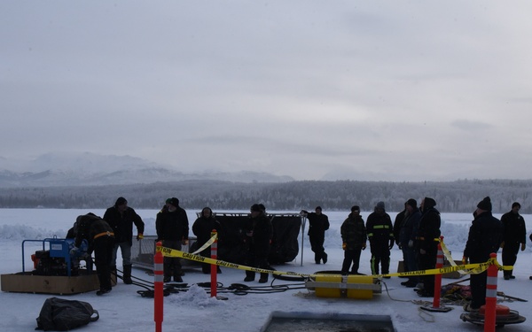 Coast Guard, Alaska Department of Environmental Conservation, and Navy Supervisor of Salvage conduct oil-spill-on-ice exercise in Alaska