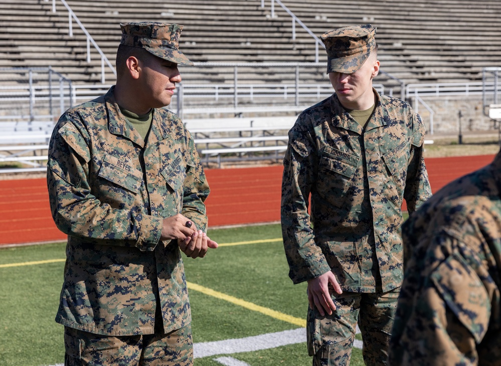 Communication Strategy and Operations Marines recieve promotion at Butler Stadium