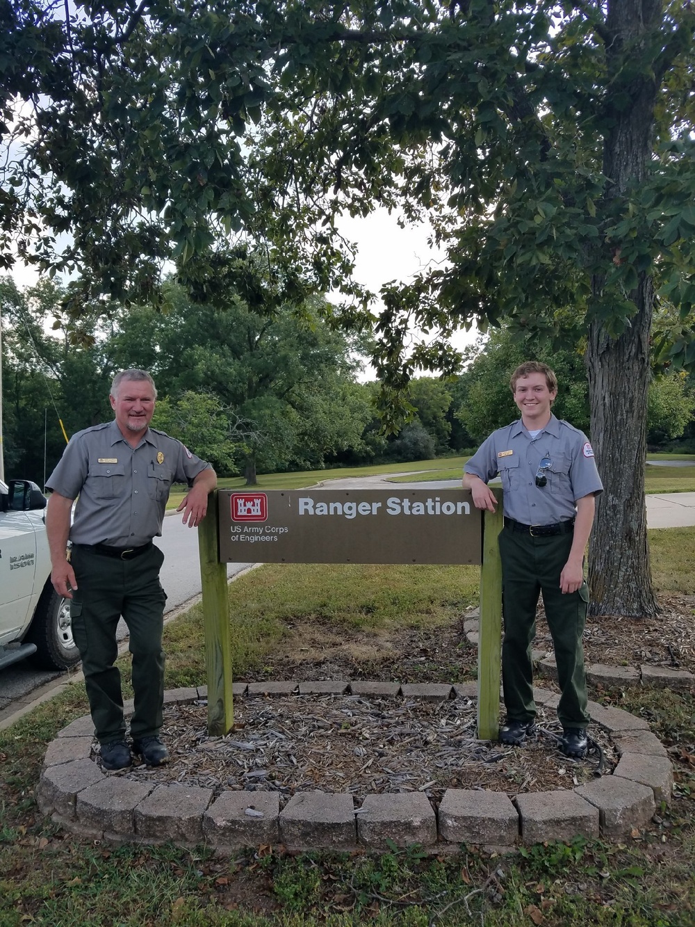 Larry Smith and son, Garrett Smith pose at Harry S Truman Lake