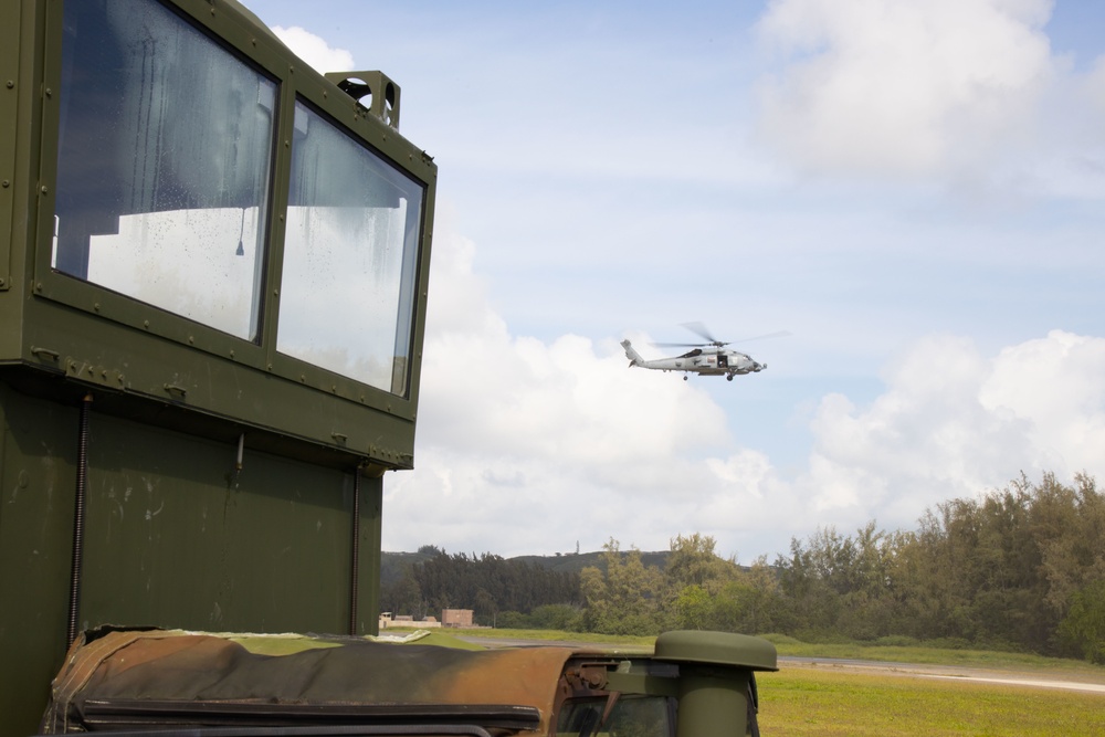 Marine Air Control Squadron 4, Navy, and Air Force conduct joint expeditionary air traffic control operations