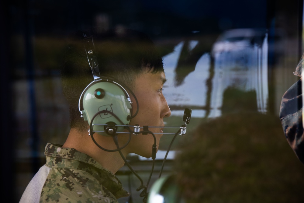 Marine Air Control Squadron 4, Navy, and Air Force conduct joint expeditionary air traffic control operations