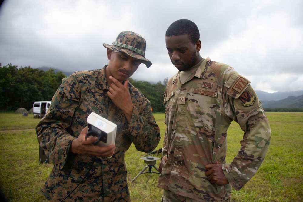 Marine Air Control Squadron 4, Navy, and Air Force conduct joint expeditionary air traffic control operations