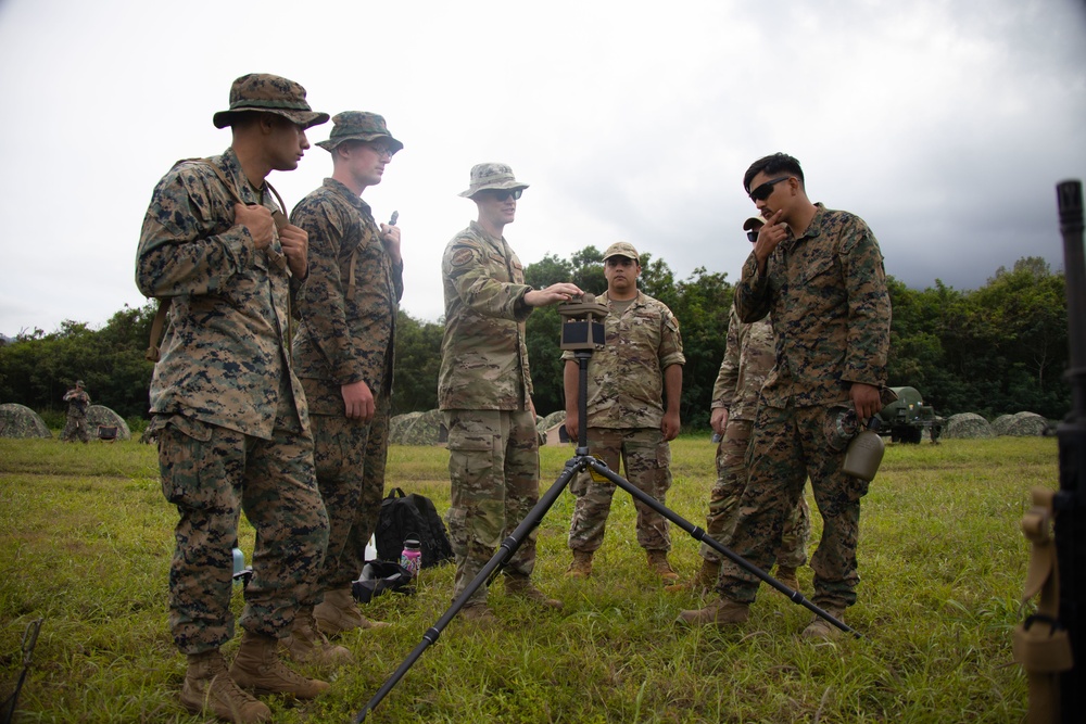 Marine Air Control Squadron 4, Navy, and Air Force conduct joint expeditionary air traffic control operations