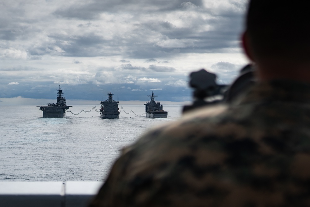 Bataan Amphibious Ready Group replenishment at-sea during PMINT