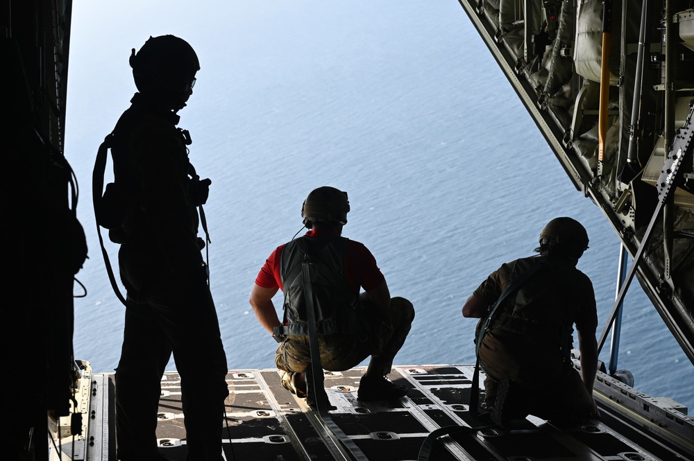 Pararescumen practice water jumping in east African AOR