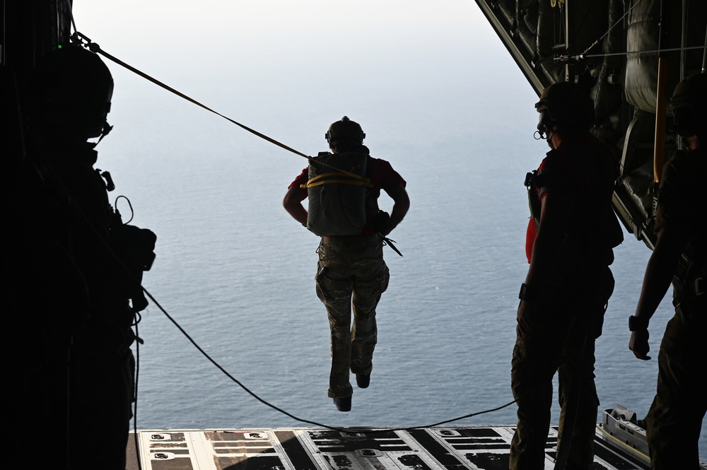 Pararescumen practice water jumping in east African AOR