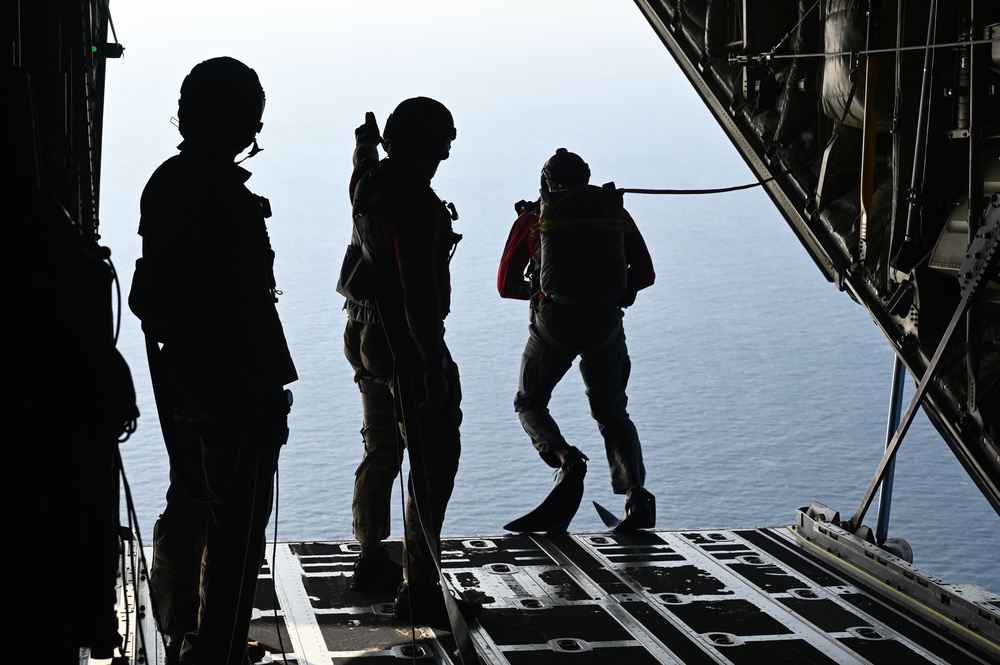 Pararescumen practice water jumping in east African AOR