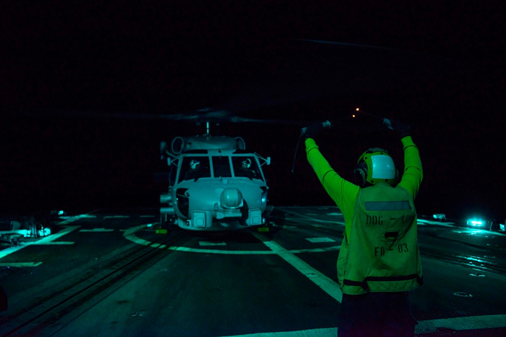 Wayne E. Meyer Conducts Flight Operations