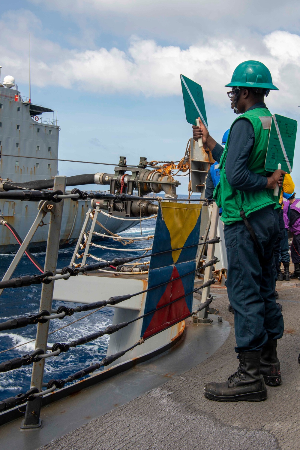 Sailor Signals During Underway Replenishment