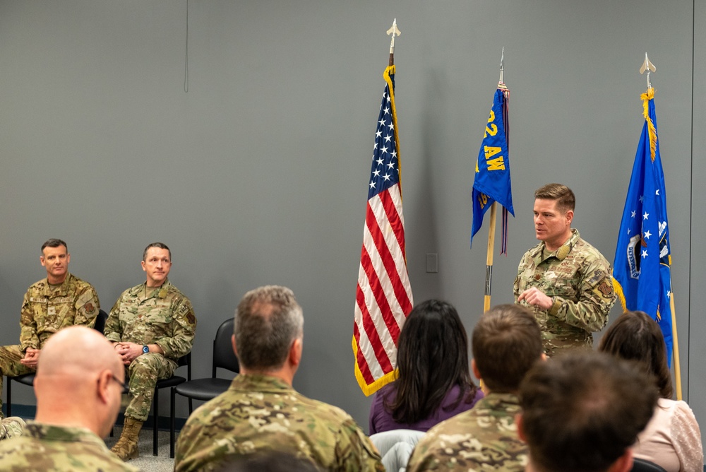 Maj. Christopher Schutte receives command of the 169th Air Support Operations Squadron Feb. 2, 2023