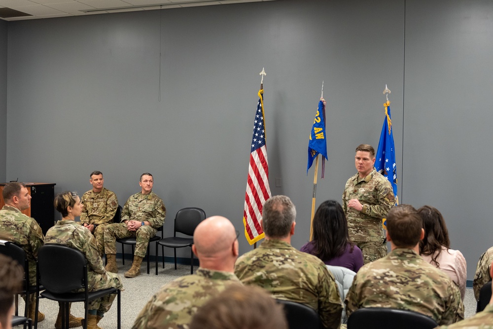 Maj. Christopher Schutte receives command of the 169th Air Support Operations Squadron Feb. 2, 2023