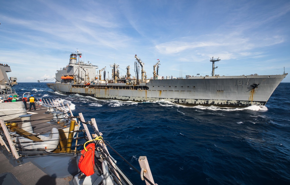 USS Chung-Hoon replenisment at sea with USNS John Ericsson.