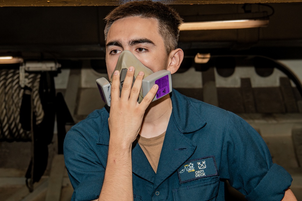 U.S. Navy Sailor Get Respirator Fit Tested